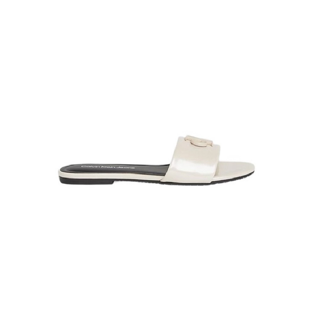 CALVIN KLEIN JEANS FLAT SANDAL SLIDE MG MET BRIGHT WHITE